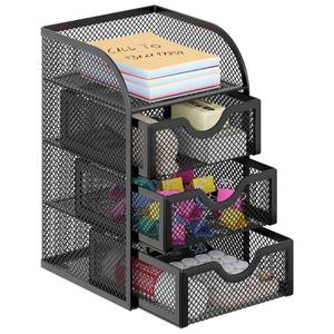 lot 14241 image: EasyPAG Mesh Desk Organizer with 3 Drawer Office Desktop Organizers and Accessories Stationery Caddy for Office, Home, Students, Black