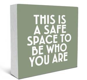 lot 14272 image: SRADMO Boho Classroom Decor,This is a Safe Space to Be Who You are Wood Box Desk Decor, Inspirational Green Wooden Box Sign Decor for Classroom Therapy Office Wall Shelf Table Decorative Accessories