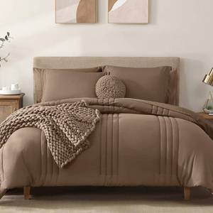 lot 19011 image: King Size Comforter Set-7 Pieces Brown Soft Bed in a Bag King Bedding Sets