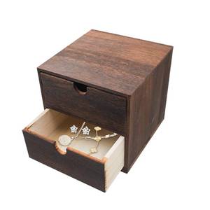 lot 19019 image: 2-Drawer Desk Organizer Rustic Wooden Drawer Organizer for Storing Small Items Wood Countertop Drawer Organizers Storage Drawers for Desk Heavy Carbonization Farmhouse Storage Box (7 x 7in)