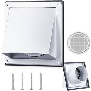 lot 19020 image: Gisafai 4ftft Dryer Vent Cover Outside Walls External Extractor Fan Exhaust Vent Cap Stainless Steel Hood Cushioned Non Return Flap with Sealing Gasket Grille Screen(White)
