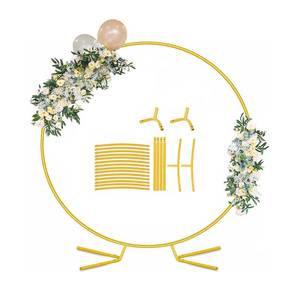 lot 19966 image: Round Golden Metal Balloon Arch Kit (6.7FT), Wedding Circle Backdrop Stand Frame for Birthday Party, Bridal Shower, Graduation, Photo Background Decoration.