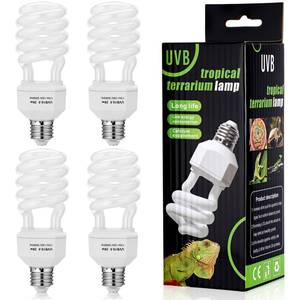 lot 19972 image: Grinsvalley 4 Pack UVB Reptile Light Bulb 10.0 Bulb for Desert Reptiles UVB Light Compact Fluorescent Terrarium Lamp for Bearded Dragon, Lizard, Tortoise, Iguanas, Snake, Gecko(26w,Light10.0) ( 1 Missing )