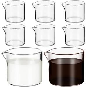 lot 19975 image: Suclain 8 Pcs 4 oz Glass Creamer Pitcher Transparent Milk Pourer Mini Milk Pitcher Small Glass Pitchers Mini Carafe Coffee Mug Coffee Pot Creamer Pitchers for Tea Syrup(No Handle Style)