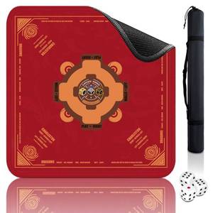 lot 19981 image: Mahjong Mat (33inx33in)- American Mah Jongg Gaming Table Mat with Rules (Red)