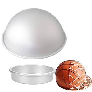 lot 20119 image: Qicfrk Cake Sphere Pan 8 Inch 3D Half Ball Cake Pan to Create Any Ball Shaped Cake Soccer Shaped Baking Pans DIY Birthday Spher  (Minor Dent)