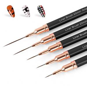 lot 20122 image: Artdone Metallic Nail Art Pens, Liner Brushes Set, 5PCS Black Nail Tools