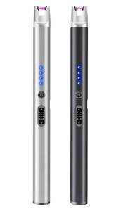 lot 20123 image: 2 Pack Electric Candle Lighter USB Rechargeable Lighters Windproof Plasma Arc Lighters Flameless Type C Long Lighter with Safety Switch for Candle BBQ Camping Birthday Fireworks