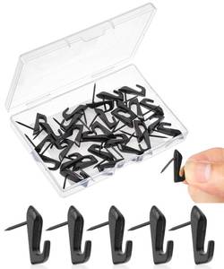 lot 20124 image: Mr. Pen- Push Pin Hooks for Hanging Pictures, 30 Pack, Black (Missing Pieces)