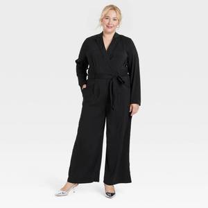 lot 20226 image: Womens Long Sleeve Wrap Front Jumpsuit - A New Day Black 3X