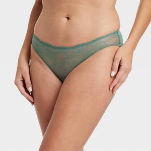 lot 20233 image: Womens Lace Bikini Underwear - Auden Moss Flash XS Lightweight Nylon-Spandex, Mid Rise, Cotton Gusset, Machine Washable