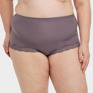 lot 20235 image: Womens Luxe Stretch Boy Shorts Underwear - Auden Mauve Gray 1X Mid Rise, Cotton Gusset, Lightweight Fabric
