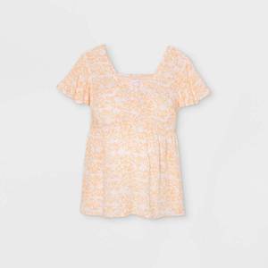 lot 20275 image: Flutter Short Sleeve Woven Maternity Blouse - Isabel Maternity by Ingrid & Isabel Coral Floral Print XXL