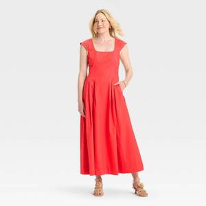lot 20276 image: Womens Poplin Midi Dress - A New Day Coral 10