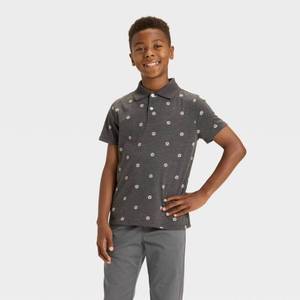lot 20282 image: Boys Short Sleeve Soccer Ball Printed T-Shirt - Cat & Jack Charcoal Gray L