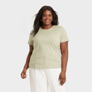lot 20289 image: Womens Short Sleeve T-Shirt - A New Day Light 1X Cotton-Spandex Blend, Midweight Jersey, Crew Neck, Pullover Style