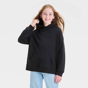 lot 20291 image: Girls Fleece Hoodie - art class Black XS Cotton & Recycled Polyester, Midweight, Oversized Fit, Kangaroo Pocket