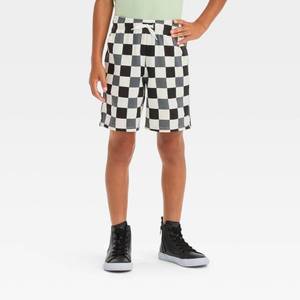lot 20292 image: Boys Pull-On At the Knee Knit Shorts - Cat & Jack Charcoal Gray XL Husky French Terry, Check Pattern