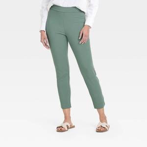 lot 20314 image: Womens High-Rise Skinny Ankle Pull-On Pants - A New Day Olive 14 Long Recycled Polyester, Elastic Waistband
