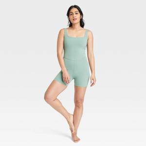 lot 20322 image: Womens Everyday Soft Short Active Bodysuit - All In Motion Sage Green S Moisture Wicking, UPF 50