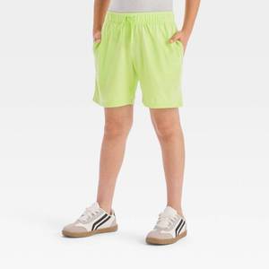 lot 20323 image: Boys Above the Knee Pull-On Shorts - Cat & Jack Lime Green L Midweight Jersey, Flexible Drawstring, 5.5 Inseam
