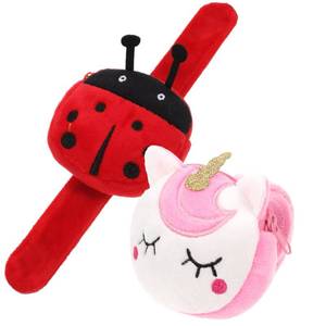lot 20353 image: Abaodam 1Pcs Animal Slap Bracelet Plush Coin Purse Ladybug Unicorn Slap Bracelet Plush Stuffed Animal Hugger Snap Wristband Wallet for Kids Birthday Party (1 Piece, Unicorn Only)