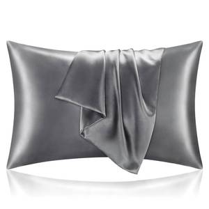 lot 20373 image: BEDELITE Satin Pillowcases, Queen Size 20x30 Inch, Dark Grey, Set of 2
