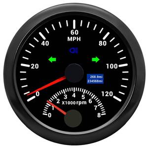 lot 20374 image: ARTILAURA GPS Speedometer 0-120MPH with Tachometer 8000 RPM Gauge 85mm 3-38in Boat GPS Speedometer Gauge with Antenna for Car Marine (Black)