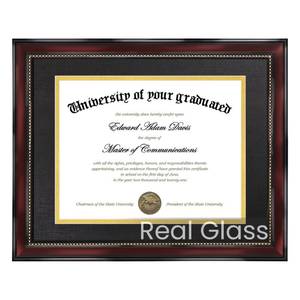 lot 20377 image: upsimples Diploma Frame 11x14 with HD Glass, Wood Grain with Gold Beading