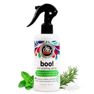 lot 20380 image: SoCozy Boo Lice Scaring Spray For Kids Hair, Effective Lice Treatment (8 Fl Oz) Clinically Proven to Repel Lice, Conditioning Spray with Tea Tree Oil, Rosemary Oil and Keratin, Paraben and Sulfate Free