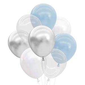 lot 20386 image: xo, Fetti 25 Blue White Latex Balloons 12in  Coastal Cloud Nine Party Decor