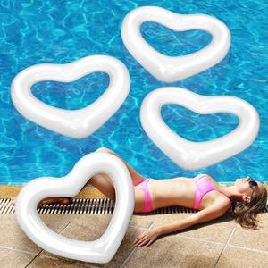 lot 20396 image: Leyndo 4 Pieces Inflatable Heart Pool Floats for Adults 47.3 x 39.4 Inch Heart Shaped Swim Ring Cute Tube Water Beach Party Pool Supplies for Summer Swimming Luau Party Birthday(White)