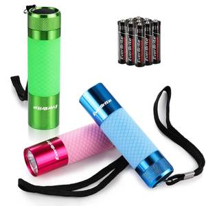 lot 20399 image: EverBrite 3-Pack Mini Flashlights, Glow in Dark Flashlights