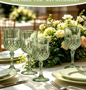 lot 1519 image: A 16 Piece Dark Green Glassware Set