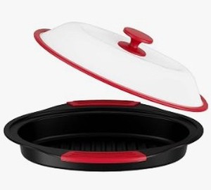 lot 2150 image: Microwave Browning Grill Pan with Non-Stick Coating and Cast Aluminum Lid