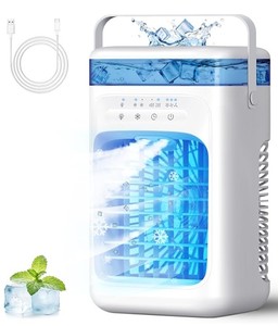 lot 13590 image: Portable Air Conditioners,Portable AC Unit with Timer,3 Speeds 2 Mist Modes,1000ml,7-Color Light,USB Mini Air Conditioner Evaporative Air Cooler Cooling Fan for Bedroom Kitchen RV Camping Car