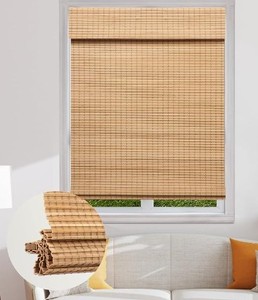 lot 13594 image: SEEYE Cordless Bamboo Roman Shades, Blackout Natural Bamboo Blinds for Indoor Windows, Roll Up Blind Privacy Shade for Home, Office, Door, UV Resistant and Easy to Install, 32in W x 64in H, Natural