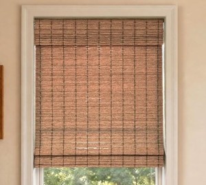 lot 13595 image: Woven Cordless Roman Shade Blind Taupe Pattern