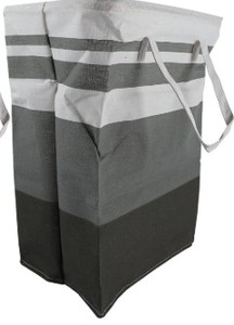 lot 14170 image: Foldable Laundry Basket Laundry Basket Foldable Large Capacity Storage Bag Waterproof Lightweight Versatile (Grey Stripes)