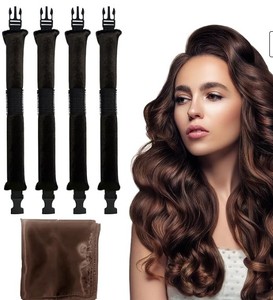 lot 14198 image: HAIOLORPRO Heatless Hair Curler Velvet, Heatless Curls Overnight Hair Curlers to Sleep in, Overnight Rods Heatless Curls for Short Long Hair All Hair Types Styling Tools-4PCS Brown