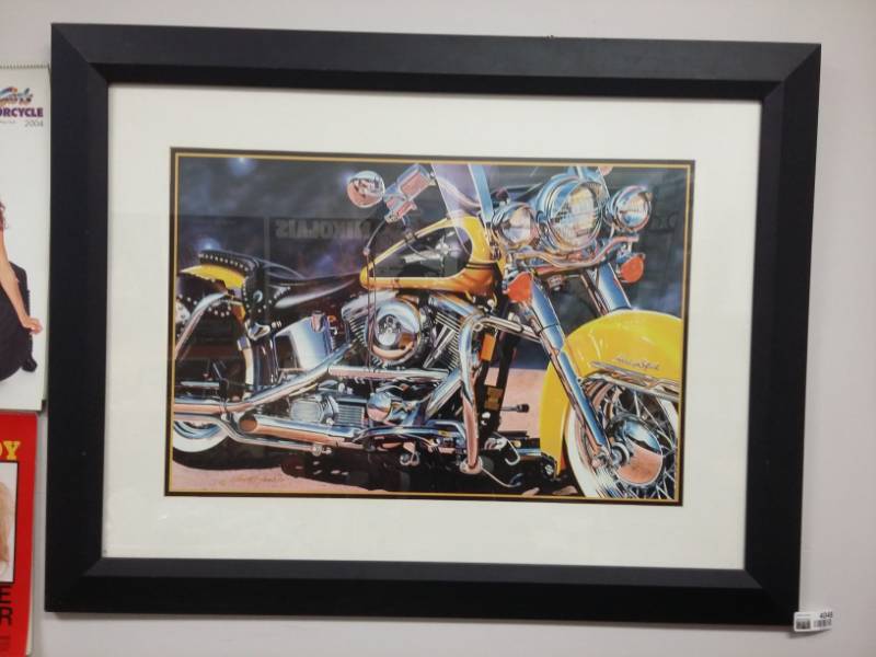 lot 4048 image: Framed Picture of a Motorcycle