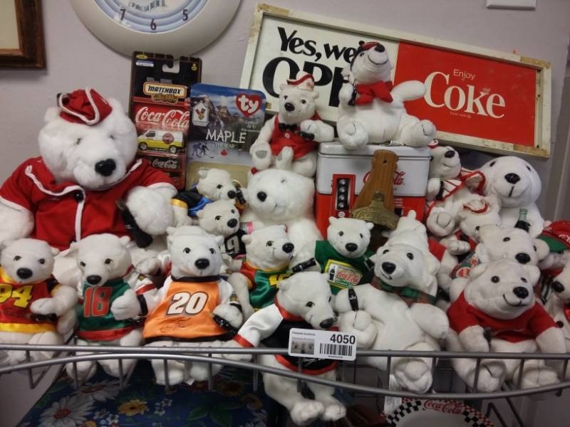 lot 4050 image: Large Lot of Stuffed Coca-Cola Polar Bears