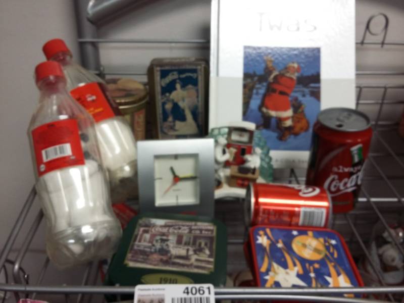 lot 4061 image: Collectible Coca-Cola Bottles, Can,  Clock & More
