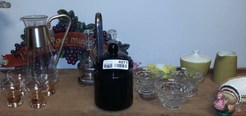 lot 4071 image: Contents of Shelf - Pitcher & Glasses and More