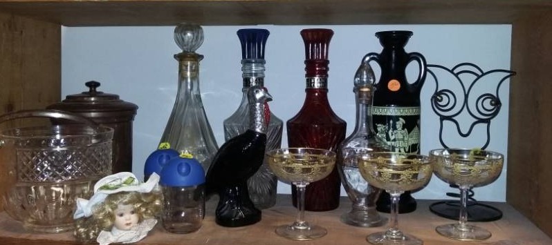 lot 4074 image: Contents of Shelf - Bottles, Glasses and More