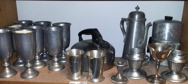 lot 4075 image: Contents of Shelf - Pewter