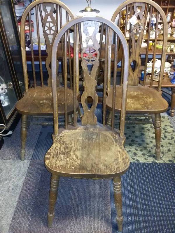 lot 4077 image: Three Wooden Chairs - Unique