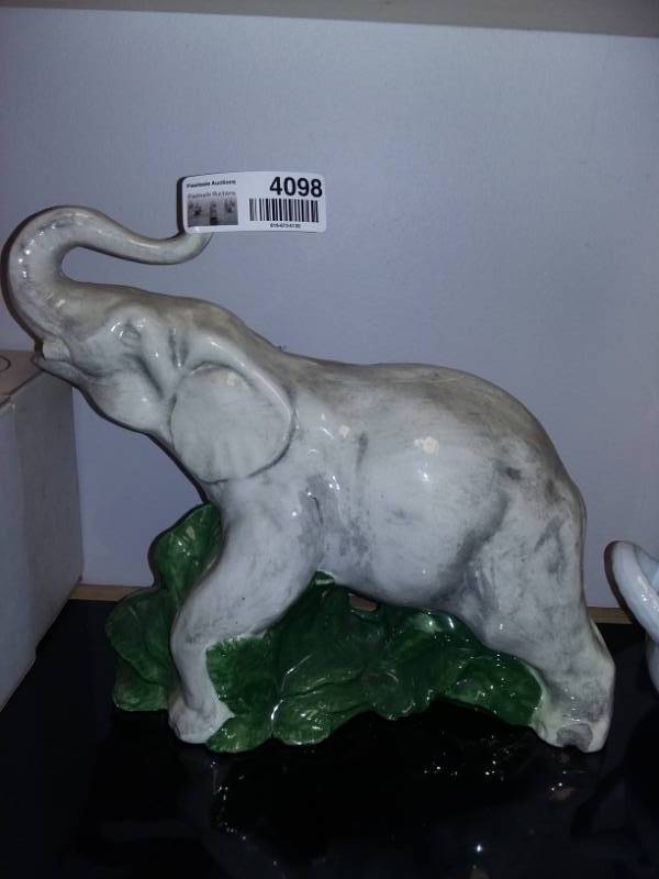 lot 4098 image: Ceramic Elephant Trunk Up Statue