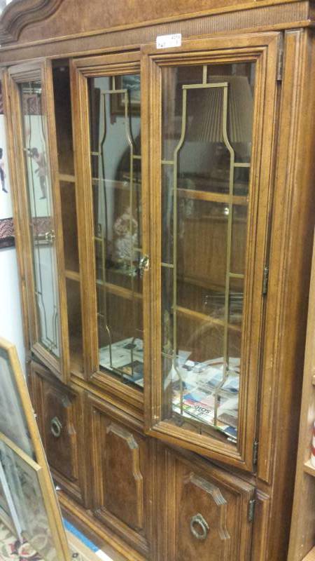 lot 4016 image: Large 3 Door China Cabinet with Under Storage