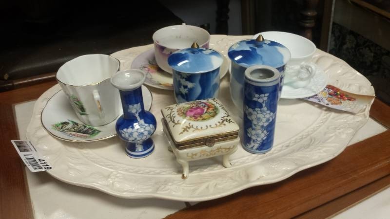 lot 4119 image: Platter, Teacups and Saucers, Mini Vases and more